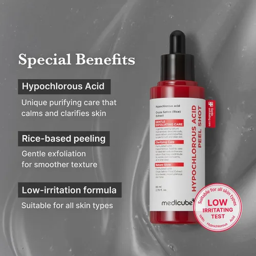 Vista 3 de medicube Dual Peel Shot Exfoliating Duo: Acido hipocloroso y cúrcuma Facial Peel Shots Cuidado específico de poros, exceso de sebo y textura