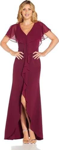 Vista 3 de Adrianna Papell Vestido de sirena en cascada de gasa y crepé para mujer Azul