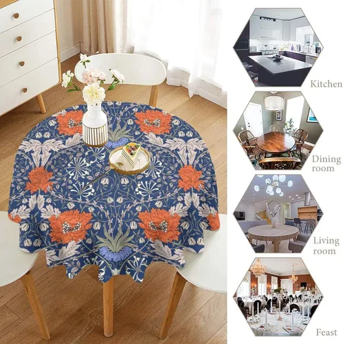 Vista 169 de Mantel Floral Retro de Pájaros, Diseño Original Bohemio William Morris Estampado Cubierta de Mesa para Hogar Picnic Fiesta Comedor Cocina William
