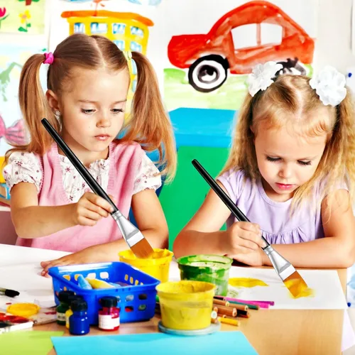 Vista 6 de Crtiin 60 pinceles planos para pintura acrílica, pinceles grandes de pintura acrílica a granel, pinceles de pintura para acuarela, detalles de óleo