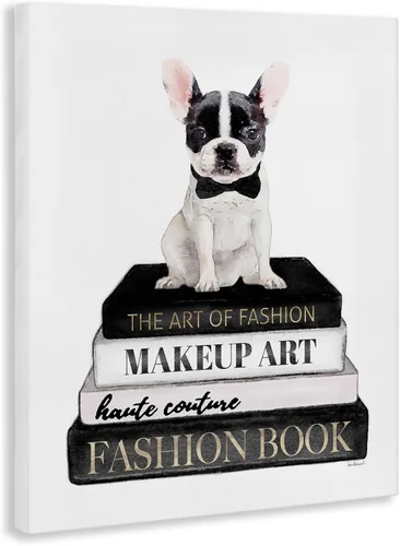 Vista 2 de Stupell Industries Fancy Boston Terrier - Estantería para perros, diseño de Amanda Greenwood Blanco