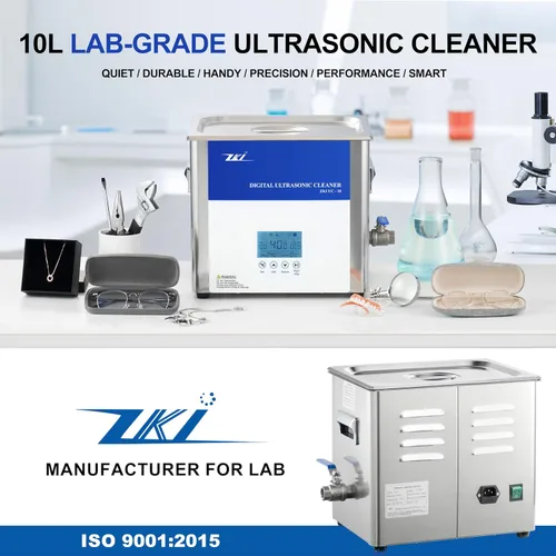 Vista 7 de ZKI Máquina de limpieza ultrasónica digital de 10 litros, calentador ajustable, intensidad y temporizador, limpiador ultrasónico, modo Degas, bajo