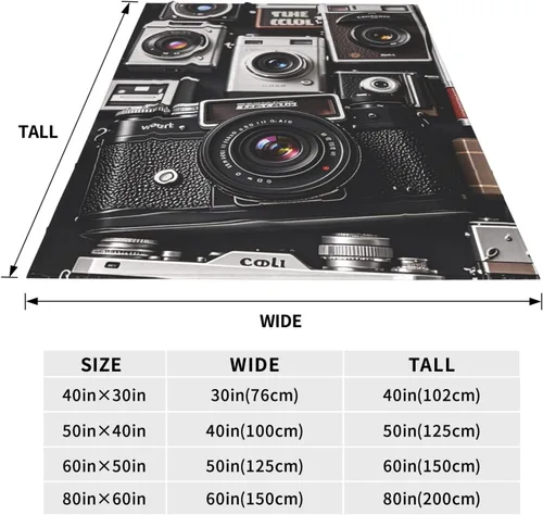 Vista 3 de Manta de franela de la colección Retro Cool Camera, manta de cama cálida y acogedora, ligera y suave para sofá, cama, silla, decoración del hogar