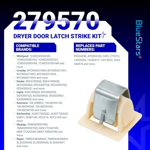 Vista 2 de BlueStars 279570 - Kit de cerradura para puerta de secadora PS334230 AP3094183 14205029 236877 420198 423232 EED4300TQ0 LTE5243DQ6 - Paquete