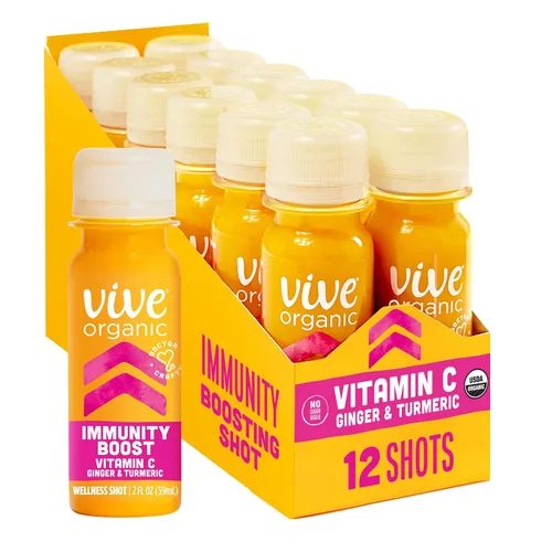 Vista 11 de Vive Organic Inmune Support Shot, jengibre prensado en frío, cúrcuma y equinácea, sin gluten, vegano, refuerzo de inmunidad original, 2 onzas
