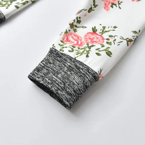 Vista 7 de Derouetkia Conjunto de ropa floral de manga larga con capucha, pantalones casuales y diadema