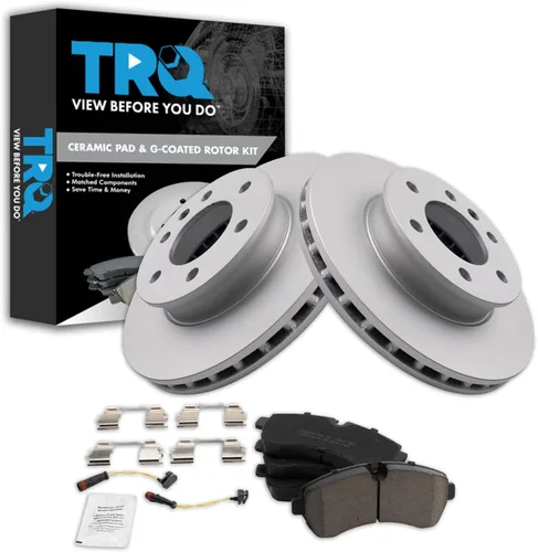 Vista 32 de TRQ Juego de pastillas de freno delantero y rotores con revestimiento de cerámica compatible con Jeep Compass Patriot 2017
