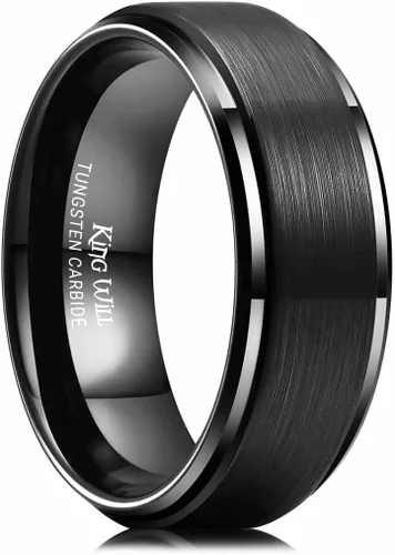 Vista 23 de King Will Anillo de Boda Clásico de Tungsteno para Hombre, Anillos de 6/7/8/9/10mm de Ancho, Acabado Pulido, Borde de Escalón Mate, Ajuste Cómodo