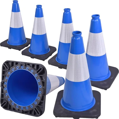 Vista 13 de Paquete de 6 conos de tráfico de PVC verdes de 12 pulgadas con base resistente, conos de seguridad de alta visibilidad para todo tipo de clima