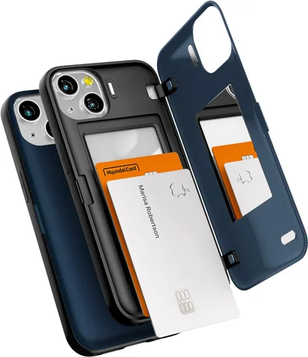 Vista 11 de GOOSPERY Parachoques magnético para puerta compatible con iPhone 13, tarjetero tipo cartera, cierre automático, protección de doble capa resistente