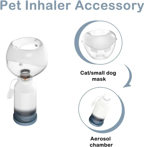 Vista 8 de Espaciador inhalador para gatos, para gatos y perros pequeños, cámara de aerosol para mascotas con máscara de silicona, para primeros auxilios