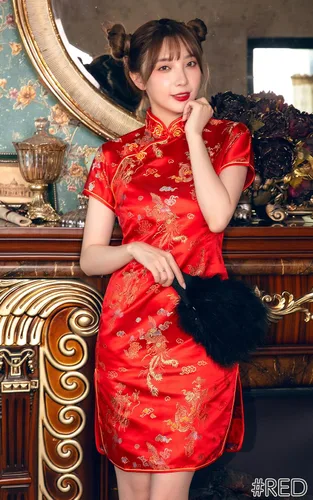 Vista 3 de BRIGHT LELE - Vestido chino tradicional mini falda Qipao Cheongsam para Halloween cosplay fiesta de disfraces jys021