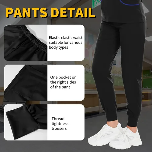 Vista 3 de Conjuntos de exfoliantes para mujer uniforme de enfermera camiseta y pantalón deportivo ropa de trabajo traje elástico de manga corta diseño