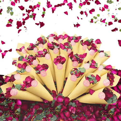 Vista 8 de Mezcla de pétalos de rosas secas y hojas de eucalipto de 2 cuartos de galón, más de 20 tazas de confeti biodegradable natural, que contiene