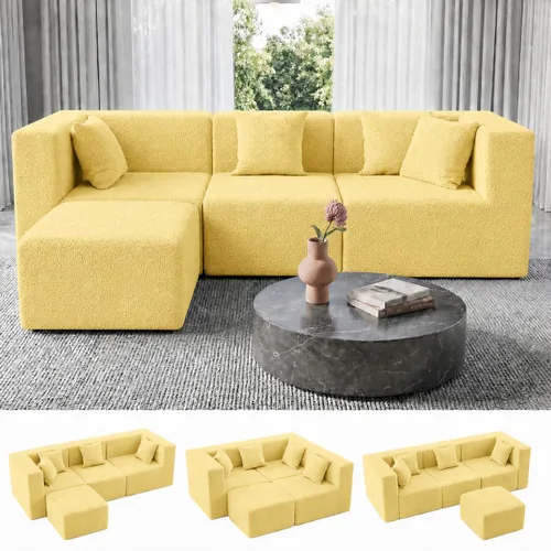 Vista 62 de MONVANE - Sofá biplaza de 75 pulgadas, cómodo sofá modular de felpilla con 4 almohadas, moderno sofá sin hueso, sofá de 2 plazas para sala de estar