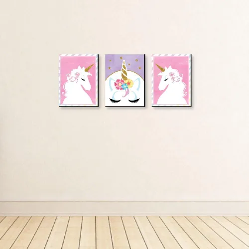 Vista 3 de Big Dot of Happiness Unicornio arcoíris – Arte de pared para guardería y decoración de habitación de niños – Ideas de regalo – 7.5 x 10 pulgadas