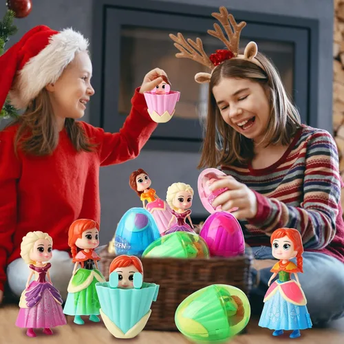 Vista 6 de xutengy Paquete de 4 rellenos esenciales para cesta de Pascua, huevos de princesa, juguetes de deformación prellenados para niños y niñas