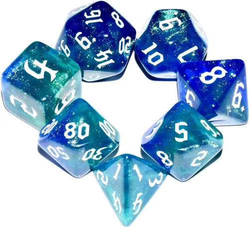 Vista 4 de Juego de dados DND de 7 piezas (azul negro)