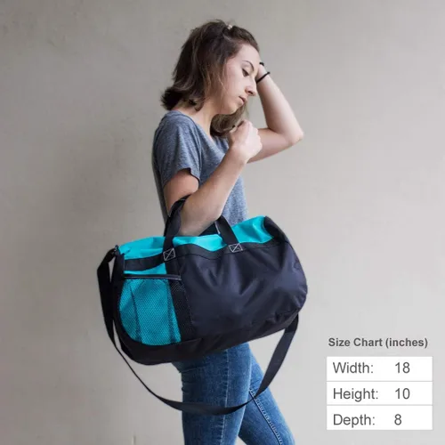 Vista 4 de Customized Girl Agregue su nombre Football Design Sports Duffel Bag Bolsa de lona para gimnasio