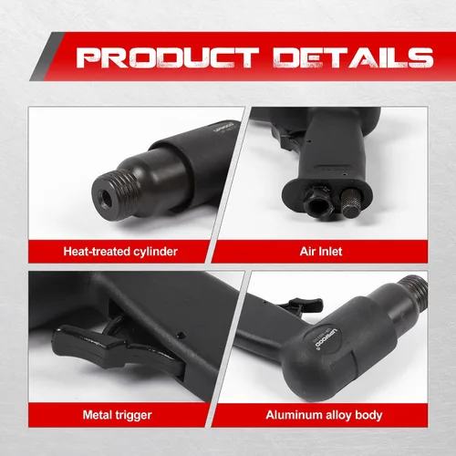 Vista 5 de Kit de martillo de aire de cañón corto UPWOOD UW-AH150 con retenedor de cambio rápido y 4 cinceles, trazo de 1-5/8 pulgadas, 4500 RPM, peso ligero