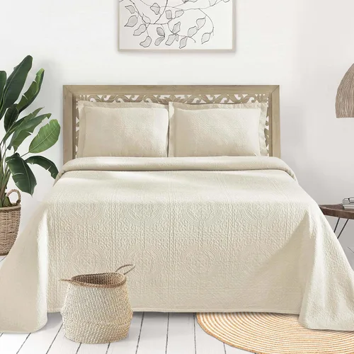 Vista 11 de BLUENILEMILLS BNM - Juego de 3 colchas de Matelasse, ropa de cama de gran tamaño, suave, transpirable, ligera, con juego de edredón de algodón
