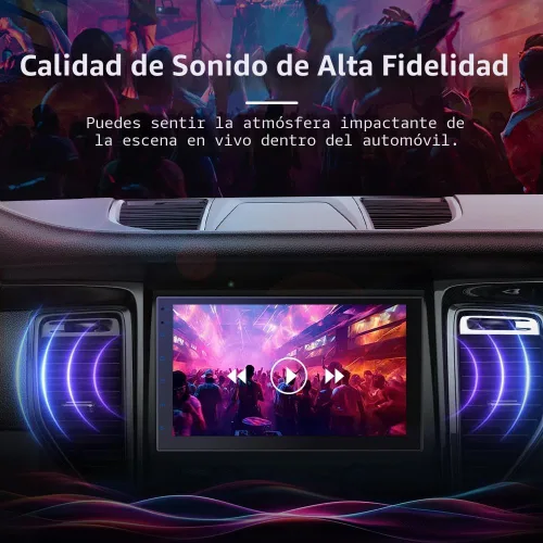 Vista 6 de Haudio Estéreo inalámbrico de doble DIN de 7 pulgadas con Carplay y Android Auto, Bluetooth, canal RCA, cámara de respaldo, SWC, FM/AM, pantalla