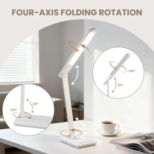 Vista 4 de TECHNOVA Lámpara de escritorio LED con 5 temperaturas de color Regulación continua deslizante y temporizador de un solo toque Diseño plegable