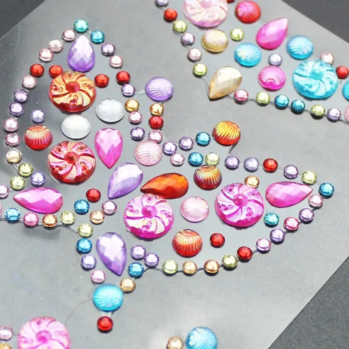 Vista 3 de 14 hojas de calcomanías de diamantes de imitación, joyas y gemas autoadhesivas para manualidades, álbumes de recortes, multicolor, acrílico