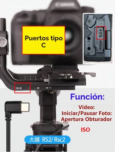 Vista 6 de DJI USB tipo C a tipo C en ángulo recto cable de control de múltiples cámaras, para DJI RS4 Pro, RS4, RS3 Pro, RS3 Mini, RSC2, RS2 estabilizador