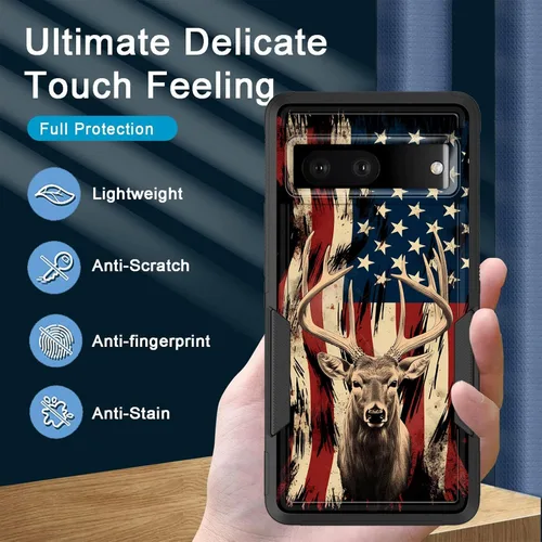 Vista 4 de Funda para Pixel 7a, resistente de doble capa híbrida de policarbonato duro de goma suave a prueba de golpes para Google Pixel 7A 6.1 pulgadas