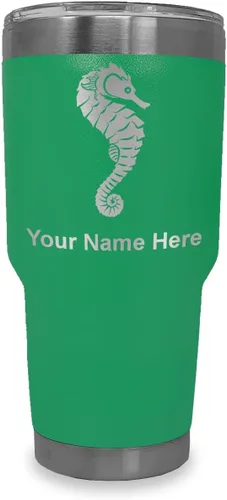 Vista 22 de LaserGram Vaso aislado al vacío de 20 onzas, caballito de mar, grabado personalizado incluido (negro)