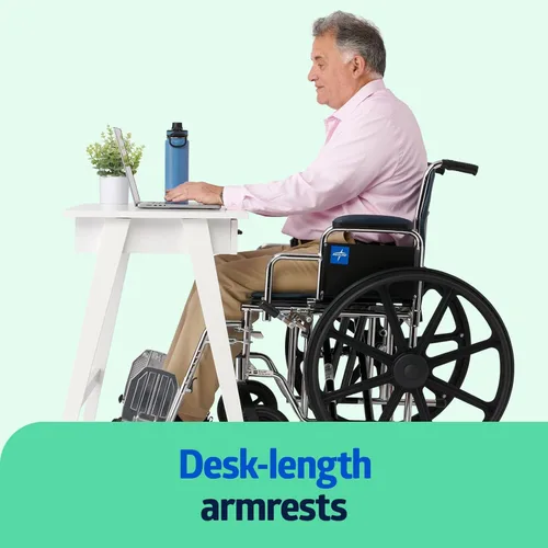 Vista 7 de Medline Excel - Silla de ruedas bariátrica extra ancha para adultos y personas mayores con asiento de 24 pulgadas de ancho, soporta hasta 500 libras