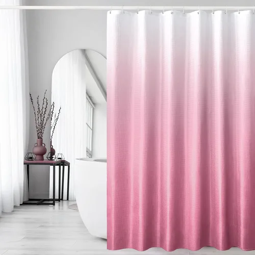 Vista 31 de Gibelle Cortina de Ducha Pequeña para Cabina 36 x 72 pulgadas, Cortina de Ducha de Tela Texturizada de Tejido Gofre Medio Estrecho para Baño, Beige