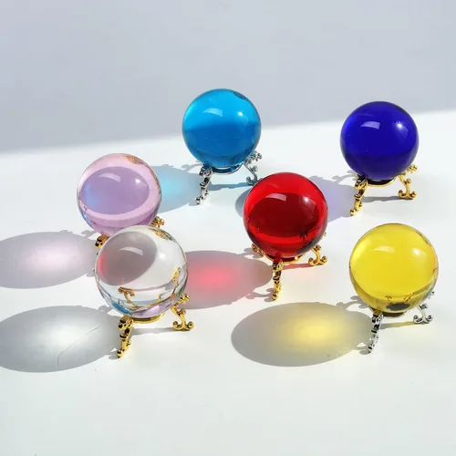 Vista 7 de LONGWIN Bola de cristal - Bola mágica de cristal sólido de 2.362 in con soporte de flores doradas