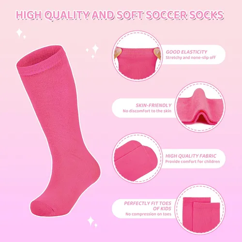 Vista 2 de Century Star Calcetines de fútbol para niños pequeños, calcetines de baloncesto y béisbol para niñas, calcetines altos hasta la rodilla para jóvenes