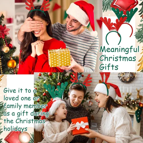 Vista 3 de 12 diademas de cuernos de reno de Navidad, decoración de diadema de Navidad, adorno de aro para el cabello, disfraz para niñas y mujeres adultas