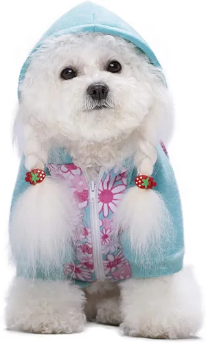 Vista 2 de Sudaderas azules con capucha para perros pequeños y medianos, sudadera con capucha de Navidad con bolsillo, sudadera con capucha para mascotas