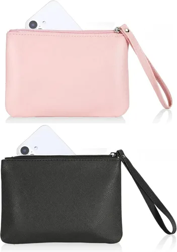 Vista 27 de Paquete de 2 pequeñas bolsas de maquillaje con cremallera para bolso, lápiz labial, organizador de maquillaje de viaje para mujeres, productos Negro