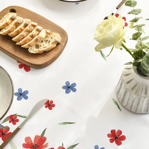 Vista 4 de Horaldaily Mantel del 4 de julio de 52 x 72 pulgadas, diseño patriótico de flores de amapola en acuarela, Día de la Independencia, Día