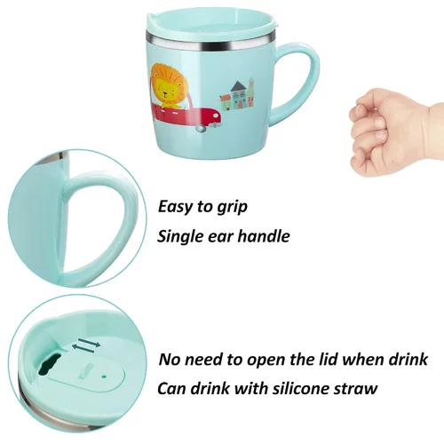 Vista 6 de Tazas Vasos para Bebés y Niños Pequeños Taza con Boquilla de Aprendizaje Entrenadora para Leche Café Chocolate Caliente Taza Entrenadora con Pajita