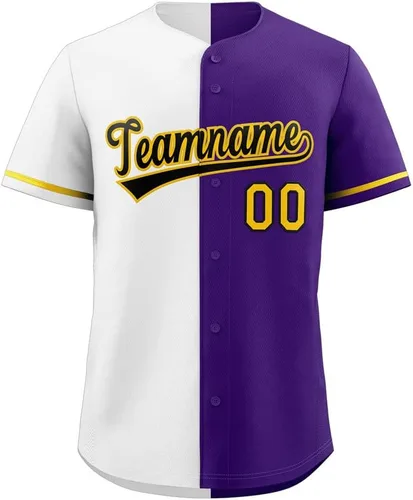 Vista 29 de Camiseta de béisbol dividida personalizada con botones y número de nombre cosido personalizado para hombres/mujeres/niños
