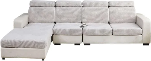 Vista 16 de MBROS Fundas de cojín para sofá modular en forma de L, funda de cojín elástica para silla, sofá biplaza, protector de muebles, tela jacquard