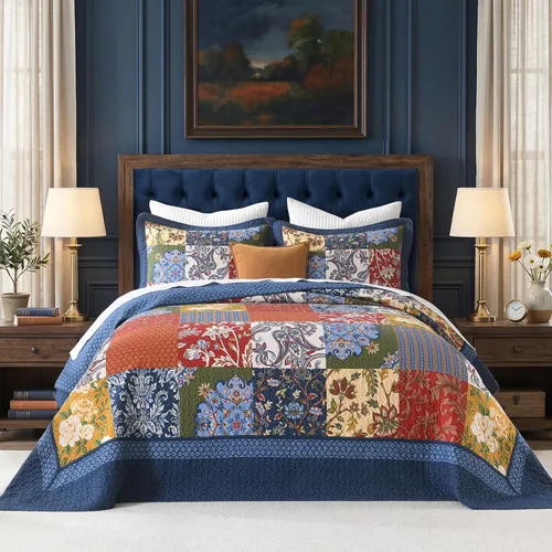 Vista 11 de Colcha tamaño Queen extragrande de 102 x 120 pulgadas, colcha floral extragrande