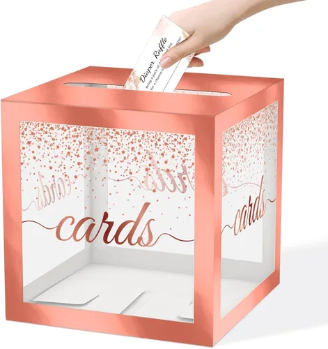 Vista 13 de WNINK Caja transparente para tarjetas de regalo, caja de recepción de tarjetas para cumpleaños, boda, compromiso, despedida de soltera o baby