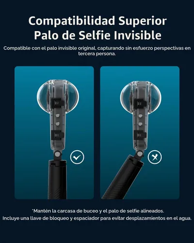 Vista 7 de TELESIN Insta 360 X4 - Funda de buceo invisible, 50m / 164 ft/164 pies, impermeable, carcasa protectora para buceo subacuático, carcasa para Insta