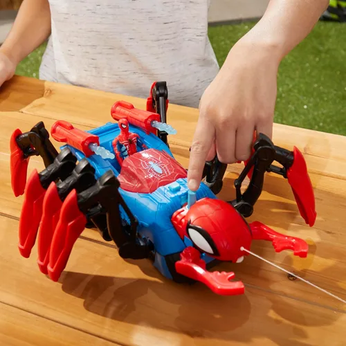 Vista 3 de Marvel Spider-Man Car Playset con función de explosión y figura de acción para niños a partir de 4 años