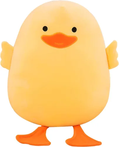 Vista 10 de DEYI Peluche de pato de peluche, juguetes suaves de patito amarillo, regalos para amigos y niños, Navidad, bonita almohada amarilla