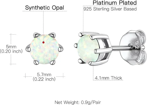 Vista 7 de Suplight 925 Sterling Silver 6 Prong Birthstone NecklaceStud Earrings, Dainty Small Crystal Jewelry for Women Girls (with Gift Box)