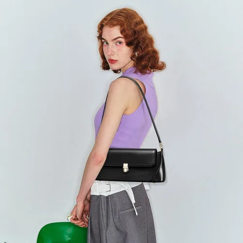 Vista 4 de Keyli Bolso de hombro vintage para mujeres, bolso de mano clásico retro, linda cartera pequeña, mini bolso hobo clutch de cuero a la moda Small