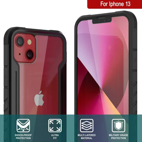 Vista 8 de Punkcase Diseñada para iPhone 13 [Armor Stealth Series] funda protectora de grado militar con marco de aluminio [parte trasera transparente] Máxima